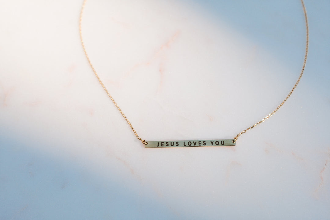 Jesus Loves You Bar Necklace