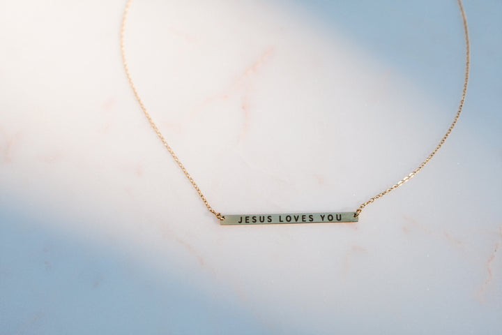 Jesus Loves You Bar Necklace