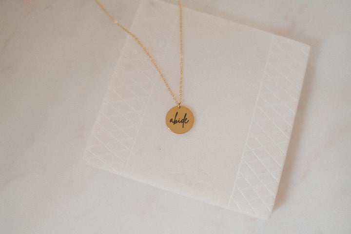 Abide With Me- Cursive Pendant