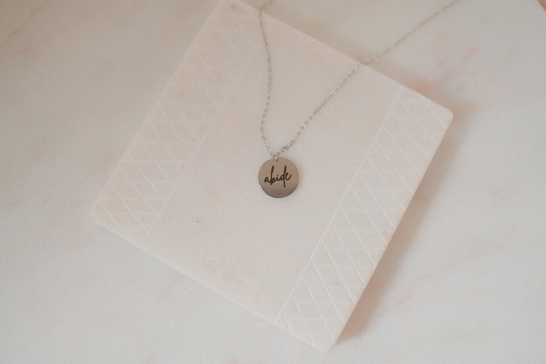 Abide With Me- Cursive Pendant