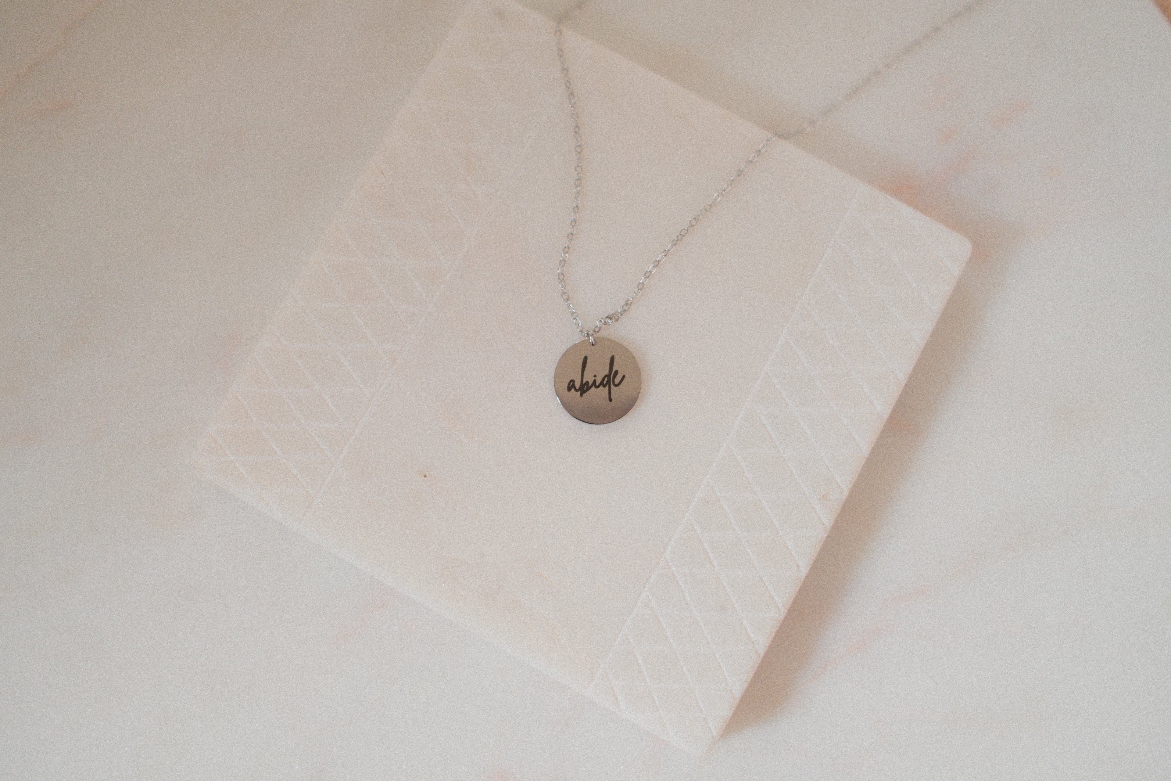 Abide With Me- Cursive Pendant