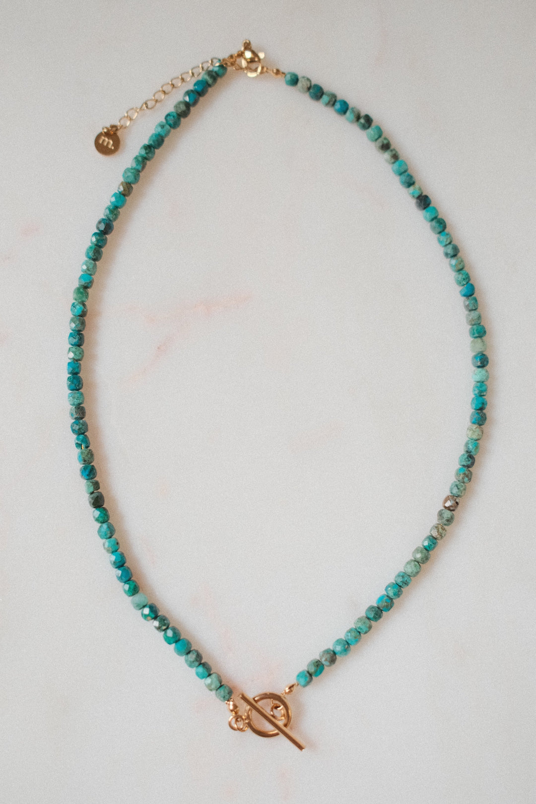 Natural stone turquoise / gold, 16-18 inch adjustable length