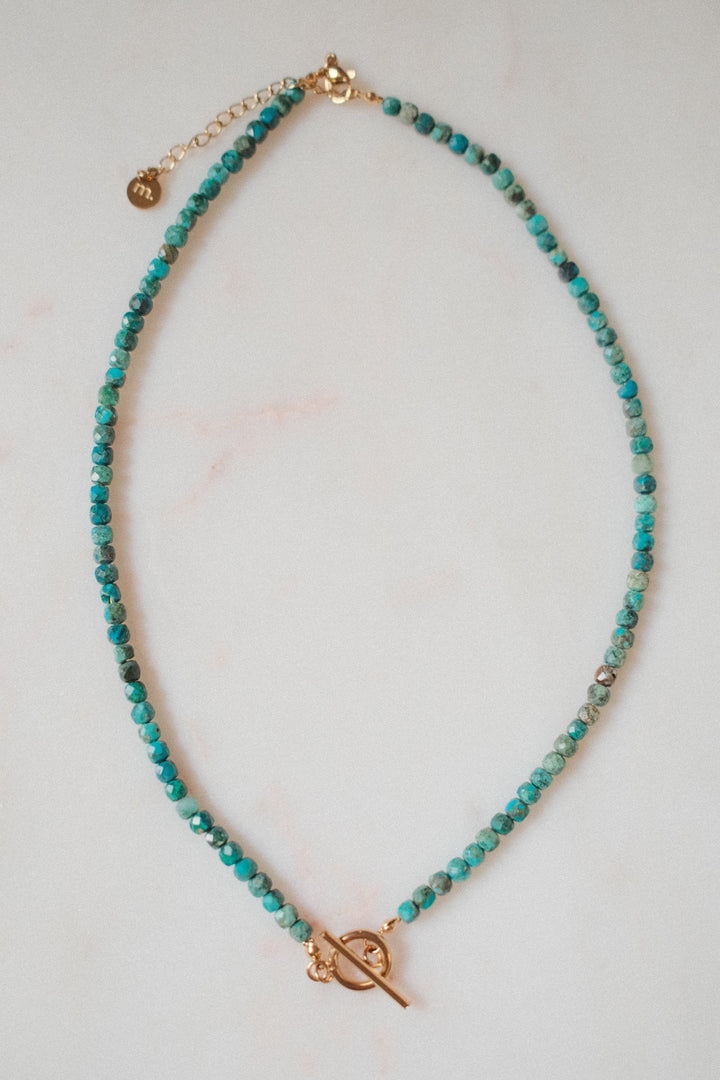 Natural stone turquoise / gold, 16-18 inch adjustable length