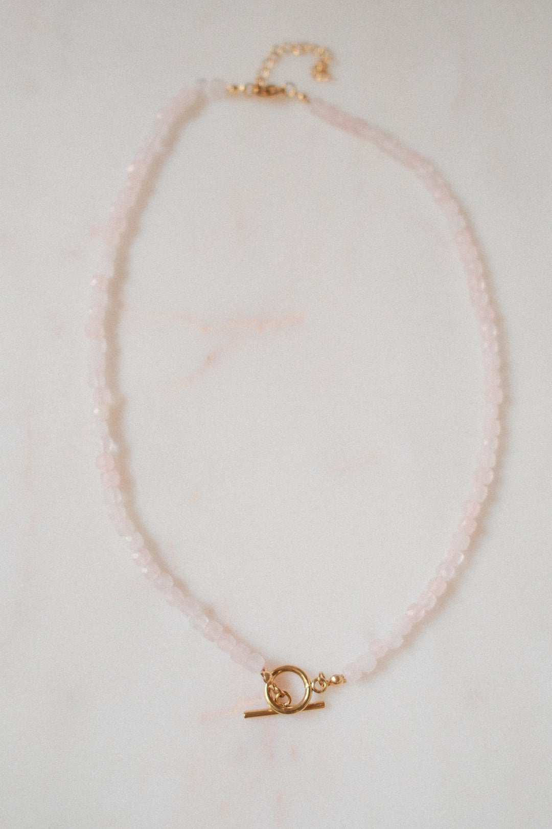 Natural stone, soft pink, 16-18 inch adjustable length