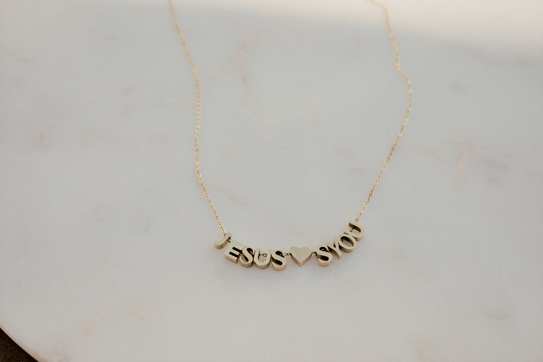 Jesus Loves You Charm Necklace