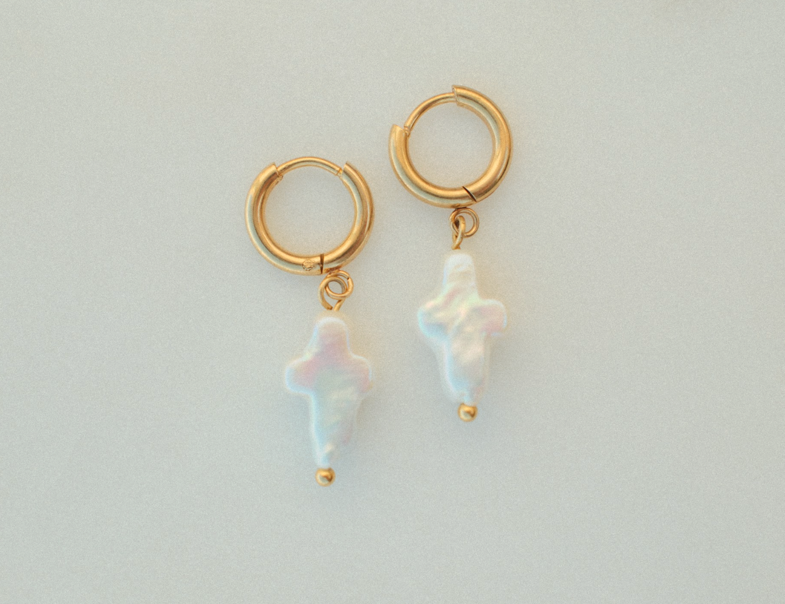 Freshwater Pearl Cross Earrings