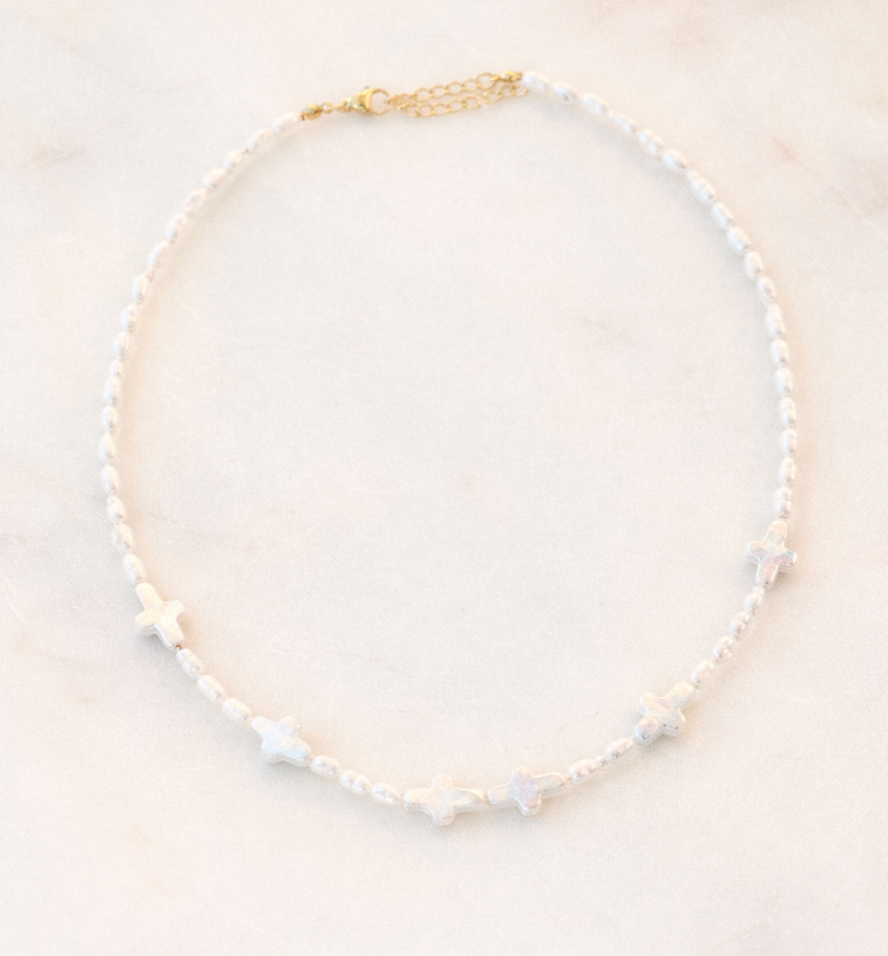 Fresh Water Pearl Cross Necklace