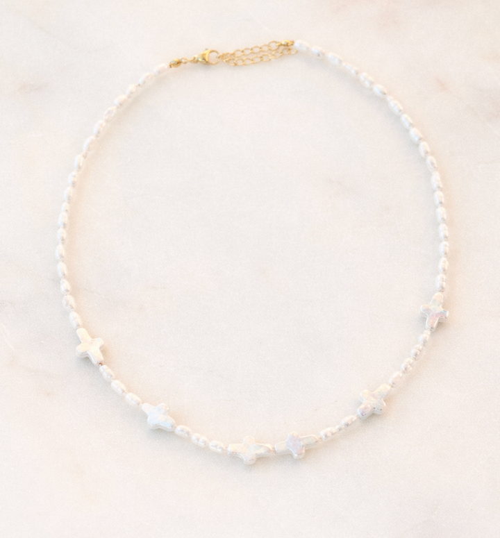 Fresh Water Pearl Cross Necklace