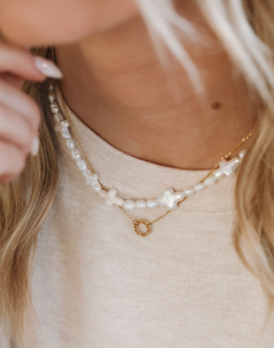Fresh Water Pearl Cross Necklace