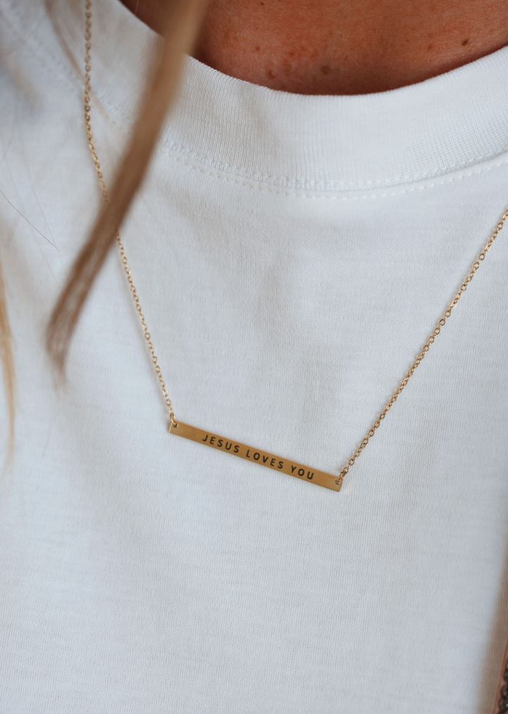 Jesus Loves You Bar Necklace