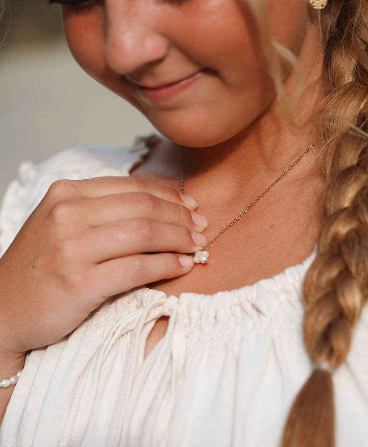 Single Pearl Cross Necklace