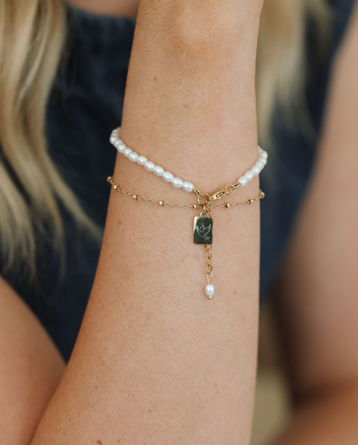 Pearl &amp; Dove Bracelet