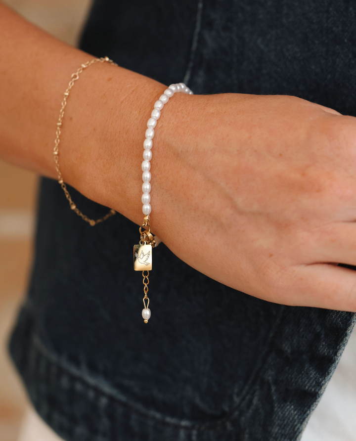 Pearl &amp; Dove Bracelet